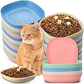 Tioncy 24 Pcs Fatigue Relief Cat Bowl 5.7 Inch Shallow Cat Food Dish Wide and Small Pet Wet Feeding Bowl for Kitten Short Leg