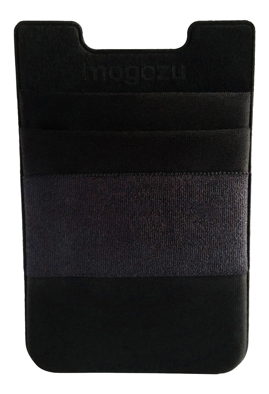 Moguzu Stick On Wallet with Finger Strap for Phone (Black)