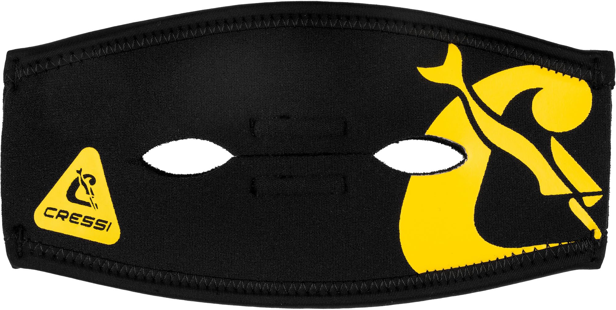 Cressi Pony Tail Neo Mask Strap Cover_Black/Yellow - Neoprene Mask Cover for Diving and Snorkelling Masks, Black/Yellow, One Size, Unisex