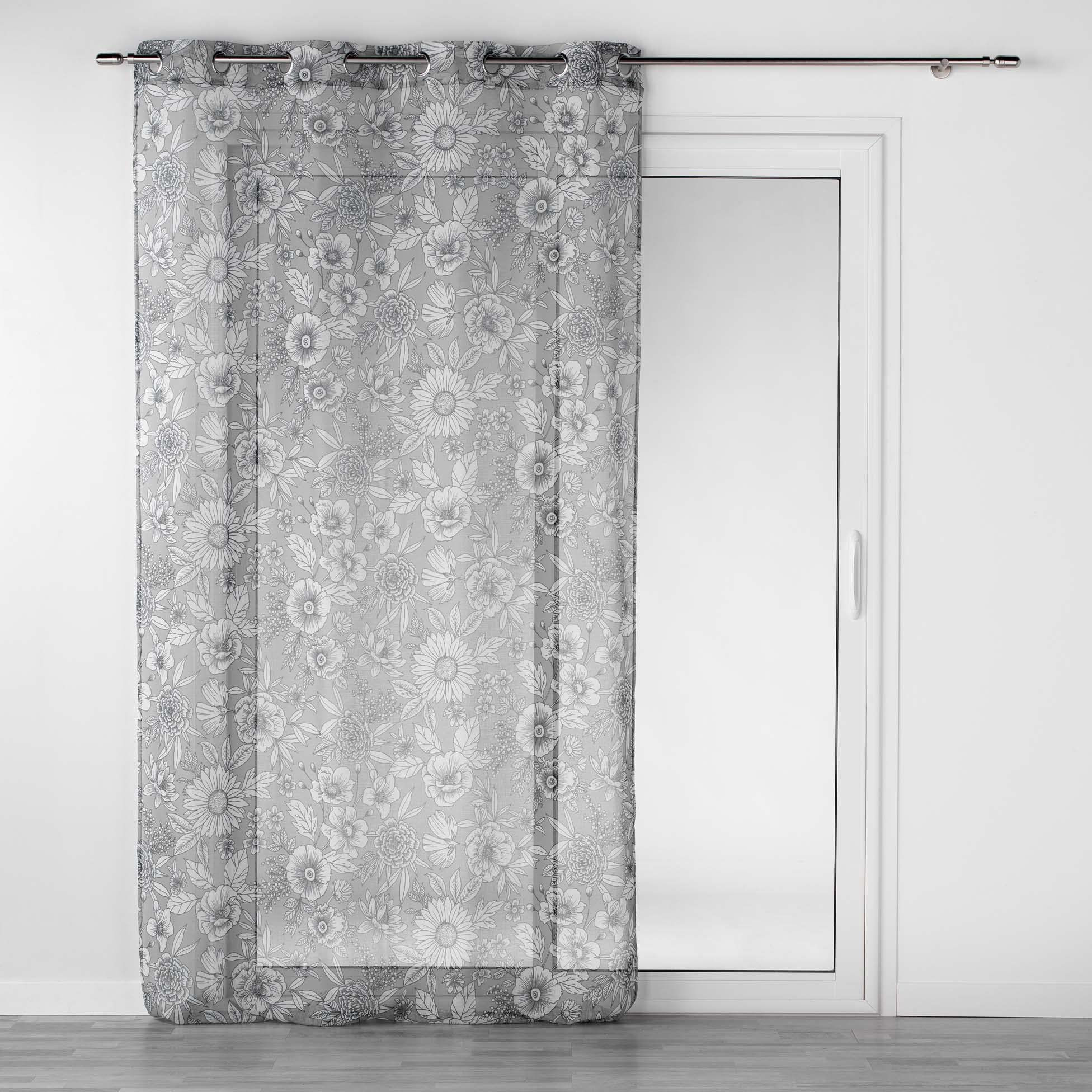 Douceur d'Intérieur, Milady Grey Printed Eyelet Curtain 140 x 280 cm Sandblasted
