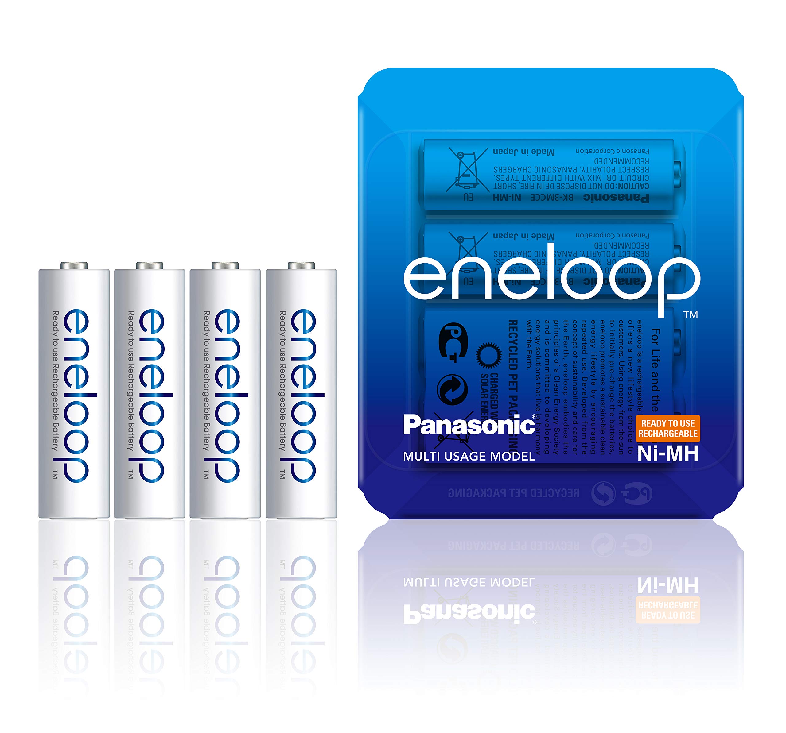 Panasonic eneloop AA Rechargeable Ready-To-Use Ni-MH Batteries, Pack of 4. (BK-3MCCE/4LE)