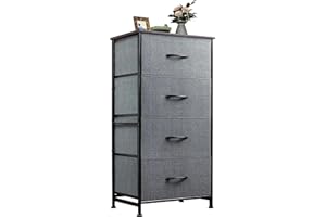 WLIVE Dresser with 4 Drawers, Storage Tower, Organizer Unit, Fabric Dresser for Bedroom, Hallway, Entryway, Closets, Sturdy Steel Frame, Wood Top, Easy Pull Handle, Dark Grey