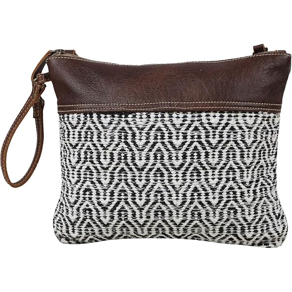 Myra Swing High Small Crossbody Bag - Upcycled Cotton & Hair Leather, XOXO Design, Adjustable Strap (12"x10")