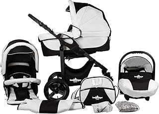 Bergsteiger Capri Kinderwagen 3 in 1 Kombikinderwagen Megaset 10 teilig inkl. Babyschale, Babywanne, Sportwagen und Zubehör