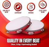 Flexzion 8 Inch Wooden Round Tambourine with 8 Jingles Red Handheld view 3
