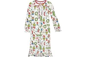 Dr. Seuss Grinch Girls Nightgown - Cozy Christmas PJs Loungewear for Toddlers & Big Kids Girls - Official License