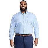 Izod Mens Big and Tall Performance Comfort Long Sleeve Plaid Button Down