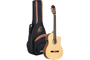 Ortega Guitars Family Series Thinline Acoustic-Electric Nylon Classical 6-String Guitar w/Bag, Right (RCE125SN)