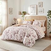 Regency Heights Lightweight Seersucker Botanical Comforter Set King Size, 9 Pieces Reversible Design Bed in A Bag Set, Premium Microfiber Bedding Set, Brown