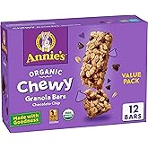 Annie's Organic Chewy Granola Bars, Chocolate Chip, Kids Snacks, 12 ct