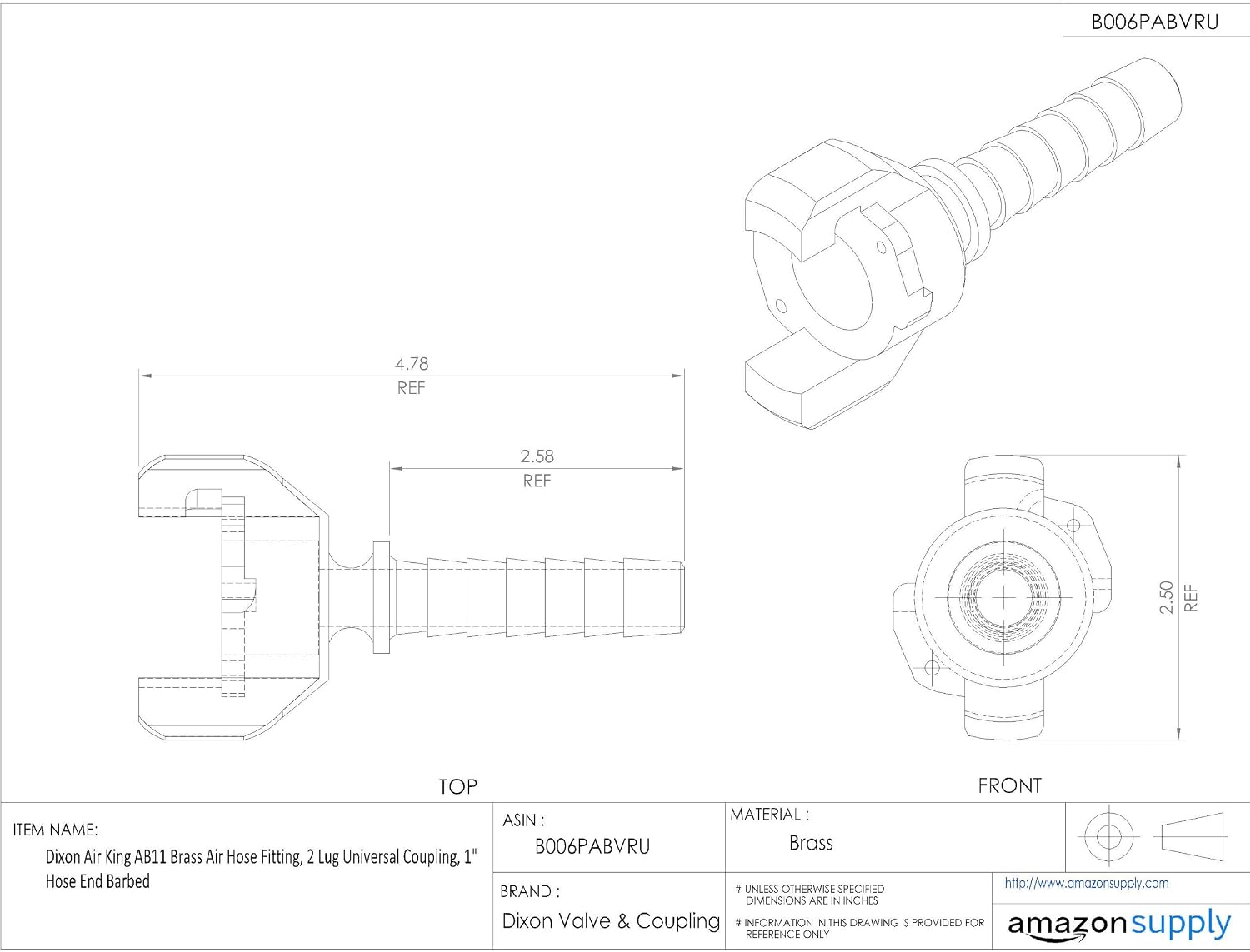 4 Hose End Barbed Dixon Valve 