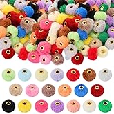 BENOSPACE 100Pcs Fluffy Beads Pom Poms Beads Soft Faux Fur Pom Pom Spacer Beads Plush Ball Beaded for Pens Jewelry Making DIY Necklace Bracelet Bangles Earrings Keychains Hair Clip Crafts Accessories