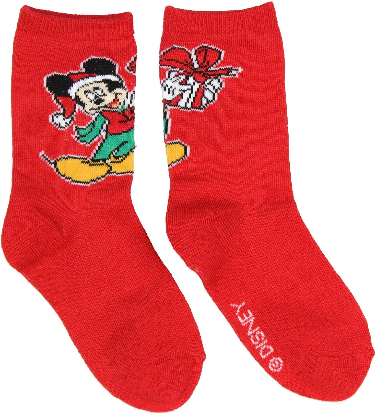Disney Mickey Mouse and Friends Kids Christmas Fun! 3 Pair Crew Socks Gift Set: Clothing