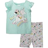 Disney Mickey Mouse Minnie Mouse T-Shirt and Shorts Outfit Set Toddler to Big Kid