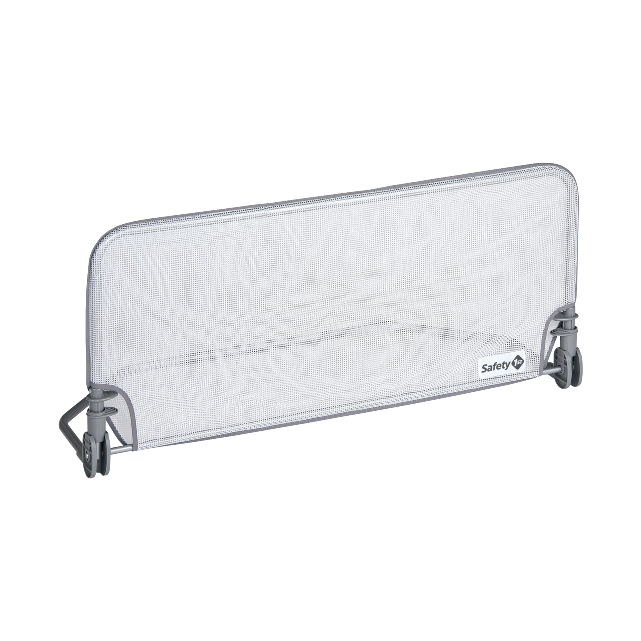 Safety 1st Standard Bed Rail 90cm, Bed Guard for Toddler Bed, 18 Months – 5 Years, Toddler Bed Rail, Mesh Fabric, Automatic Lock, Easy to Clean, Grey & White