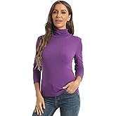 Women's Casual Long Sleeve Turtleneck Tops Slim Fitted Lightweight Base Layer Shirts