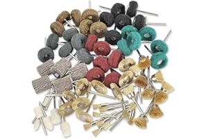 SUNJOYCO 75PCS Mini Polishing Kit, Polishing Bit Abrasive Buffing Wheels Wire Brushes Flap Wheels Set for Rotary Tool, 1/8" (3mm) Shank
