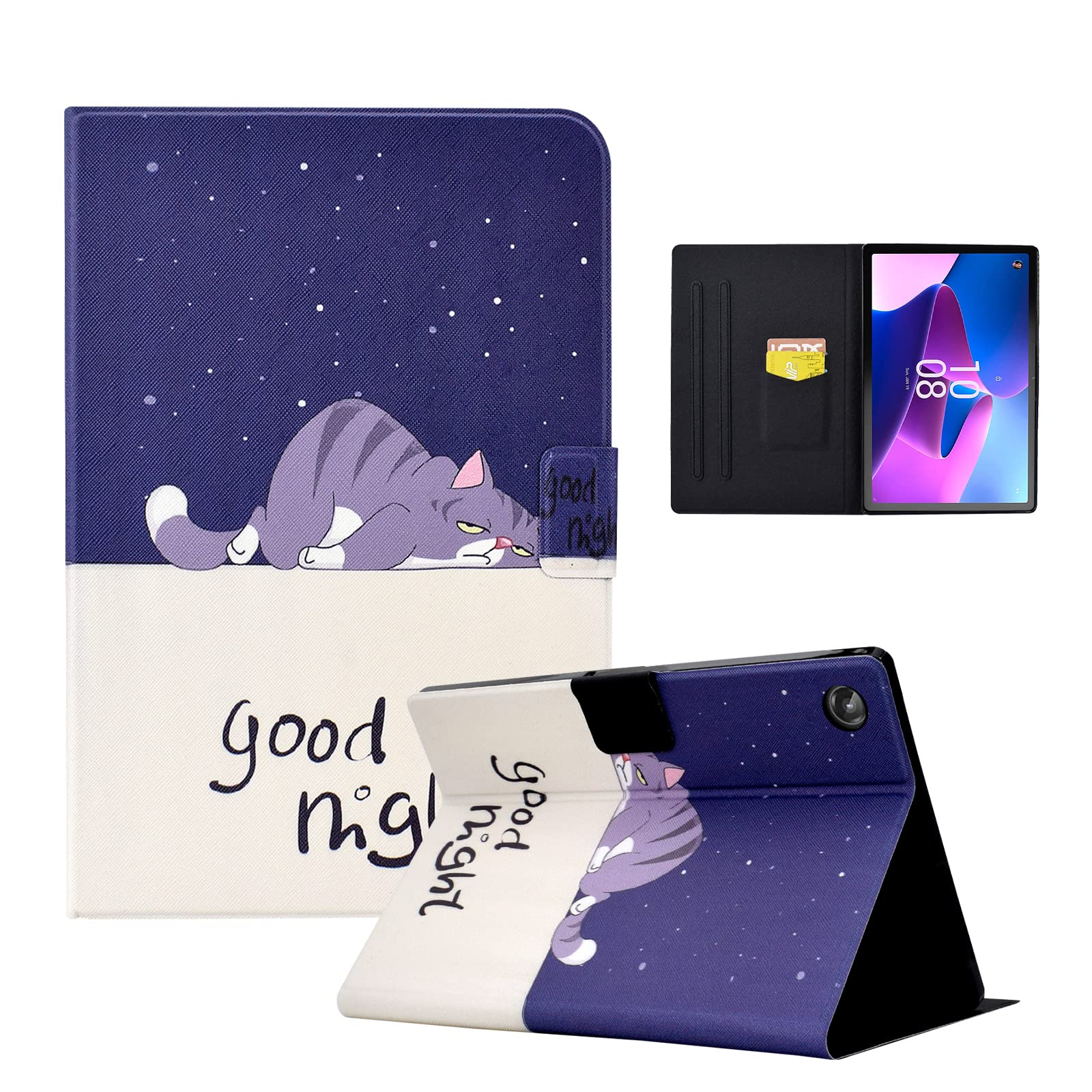 CXTCASE Case for Lenovo Tab M10 Plus (3rd Gen) 10,6 Inch,Stand Function PU Leather Protective Cover Tablet Case Shell for Lenovo Tab M10 Plus 3rd Gen,Lazy Cat — image 1