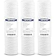 Hydronix HX-SWC-25-1020/3 Universal Whole House String Wound Sediment Water Filter Cartridge 2.5" x 10"-20 Micron-3 Pack, White