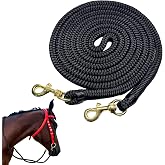 Kabahorze Horse Rein with Snaps, 1/2" Diameter x 10 FT, Double Braided Nylon Roping Rein, Round Trail Rope Rein for Horse Headstall | Durable, Soft &amp; Comfortable Grip