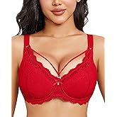 YAEHOL Sexy Lace Bras for Women Plus Size Push Up Bra Full Coverage Underwire Bra
