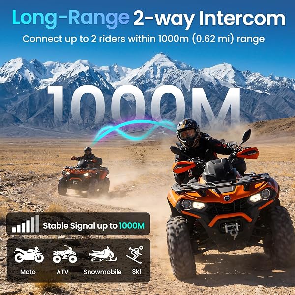 AURISOM A19S MOTORCYCLE HELMET BLUETOOTH HEADSET,2-WAY 1KM INTERCOM,DSP NOISE CANCELLATION,IPX7 WATERPROOF,BT5.4 HELMET HEADPHONE,MUSIC SHARING DUAL PHONE CONNECT FOR HARLEY/DIRT BIKE/ATV/SNOWMOBILE