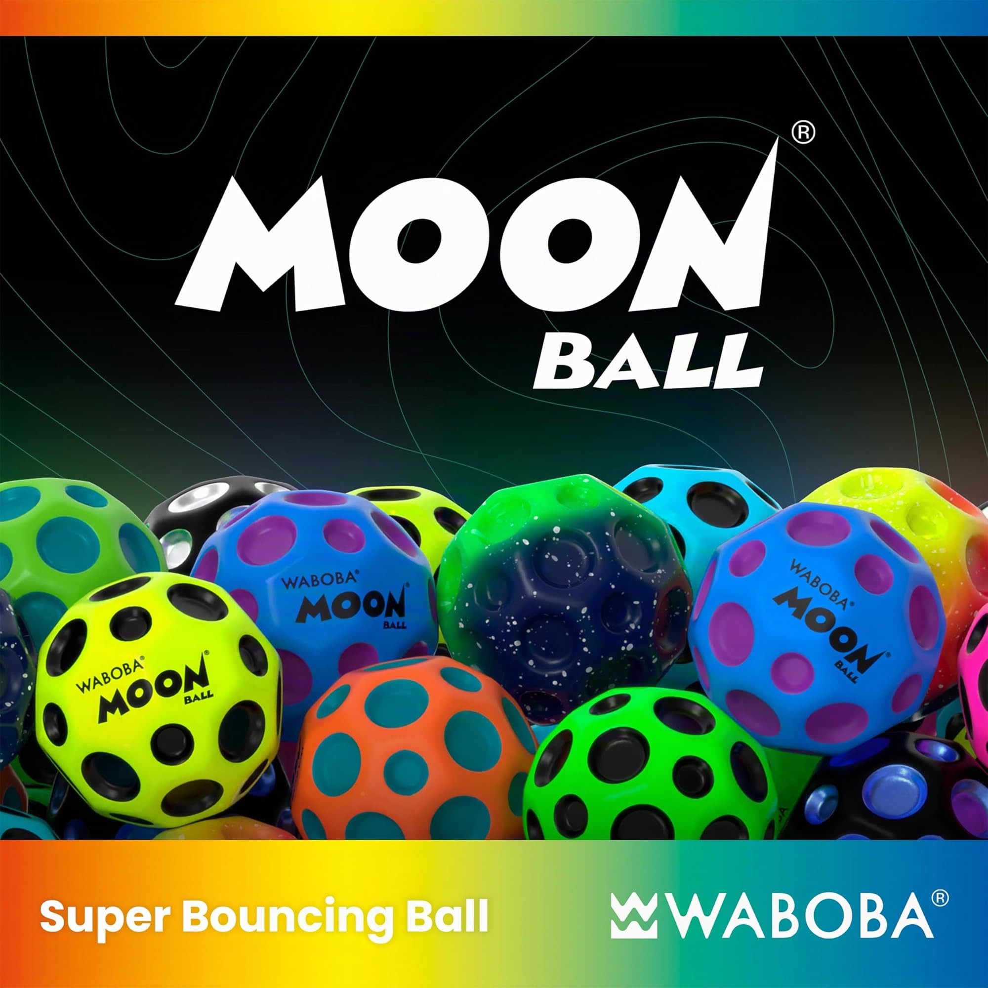 Waboba Moonshine Ball Leuchtball, Leuchtender Moon Ball, Hyper Bouncy im Dunkeln Leuchtend, Extra Sprungkraft Ball – Blau 2