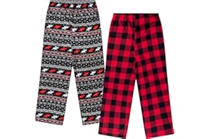 MAD DOG CONCEPTS Mad Dog 2 Pack Boys Pajama Pants - Soft Fleece PJ Bottoms for Kids - Buffalo Plaid Lounge Pants, Warm & Comfy Microfleece Set
