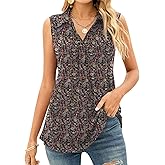AKEWEI Sleeveless Tops for Women - Summer V Neck Casual Tank Tops Loose Solid Collar Polo Shirts