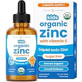 NutraChamps Organic Liquid Zinc Drops for Kids, Ionic Zinc Drops Enhanced with Vitamin C for Children, Sugar-Free 4 oz, Vegan &amp; Non-GMO, Unflavored, 60 Servings, 2 Month Supply