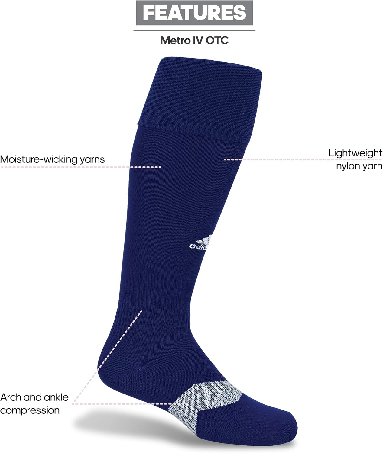 adidas Unisex Metro IV OTC Soccer Socks (1-Pair) : Clothing