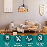 Giggi Small Metal & Rope Light Shade Black Jute Rattan Pendant Ceiling Lamp view 2