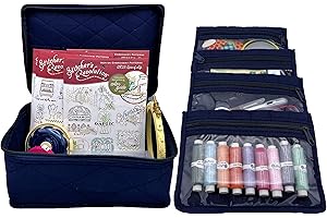 Yazzii 4 Pocket Crafter’s Organizer Tote – Arts & Crafts Storage Tote Bag - Multipurpose Storage Organizer for Crafts, Sewing, Jewelry, Make Up Navy
