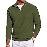 COOFANDY Men's Quarter Zip Sweater Slim Fit Lightweight Mock Neck Pullover Knit Texture Polo Sweaters