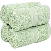 Quick-Dry, Soft & High Absorbent Washcloths Towels 13"x13" Cotton Turkish Bath Towel Set of 4 | Daily Use 100% Cotton Towels for Bathroom Gym & More | Bathroom Towels Set (4 Pcs, Green)