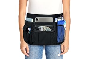 MELINON Multi-Pocket Waitress Apron: Adjustable Half Apron for Servers, Waiters, and Kitchen Staff, Ideal for Restaurants, Bistros, and Kitchens, Black