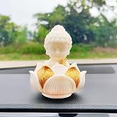 Motaney Golden Buddha Car Dashboard Decoration, Lotus Buddha Decor for Dash, Cute Car Accessories for Women/Men, Fo Bao Ping an (Buddha with Lotus Pedestal)