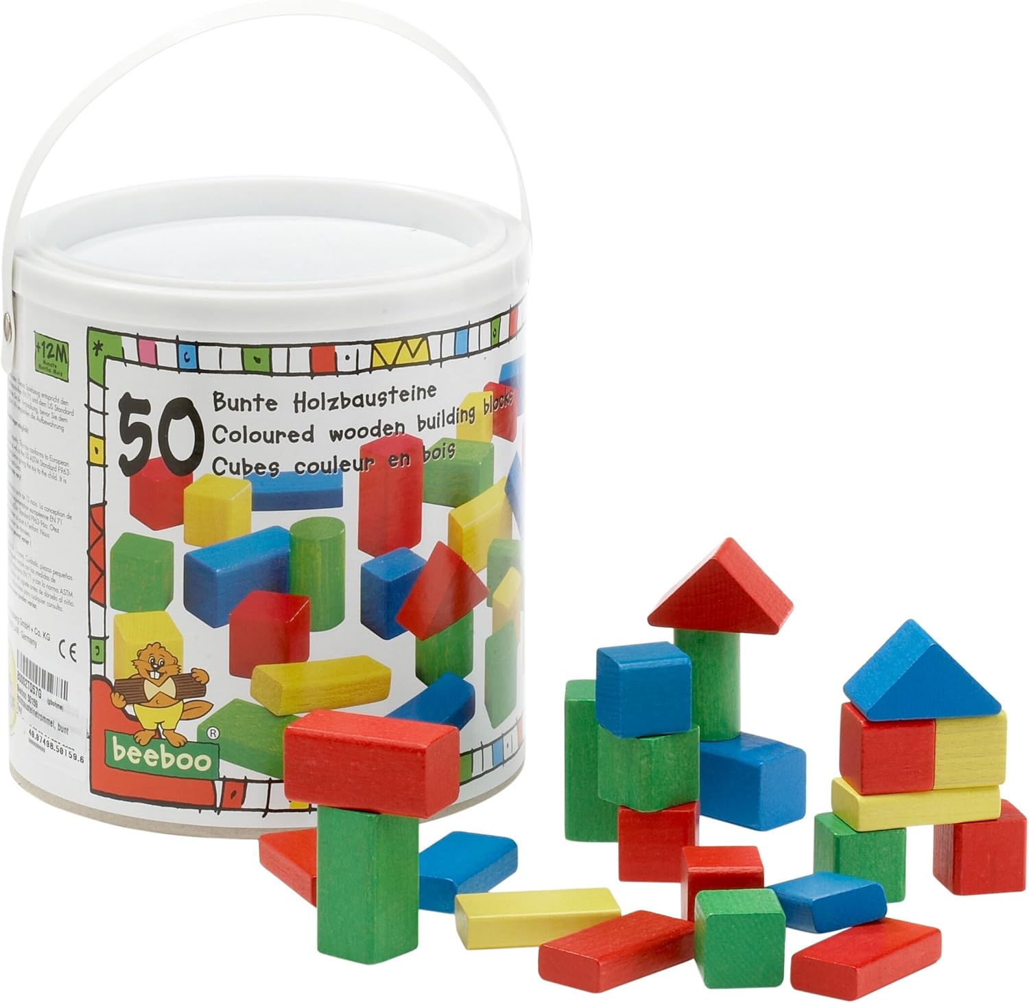 bucket of wooden blocks