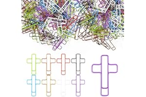 CREZTAIL 50PCS Bible Paperclips – Cross-Shaped PET Coated Paper Clips, Christian Bookmark for Bible Journaling, Planner, Office Use – Multicolored Cute Faith Gift