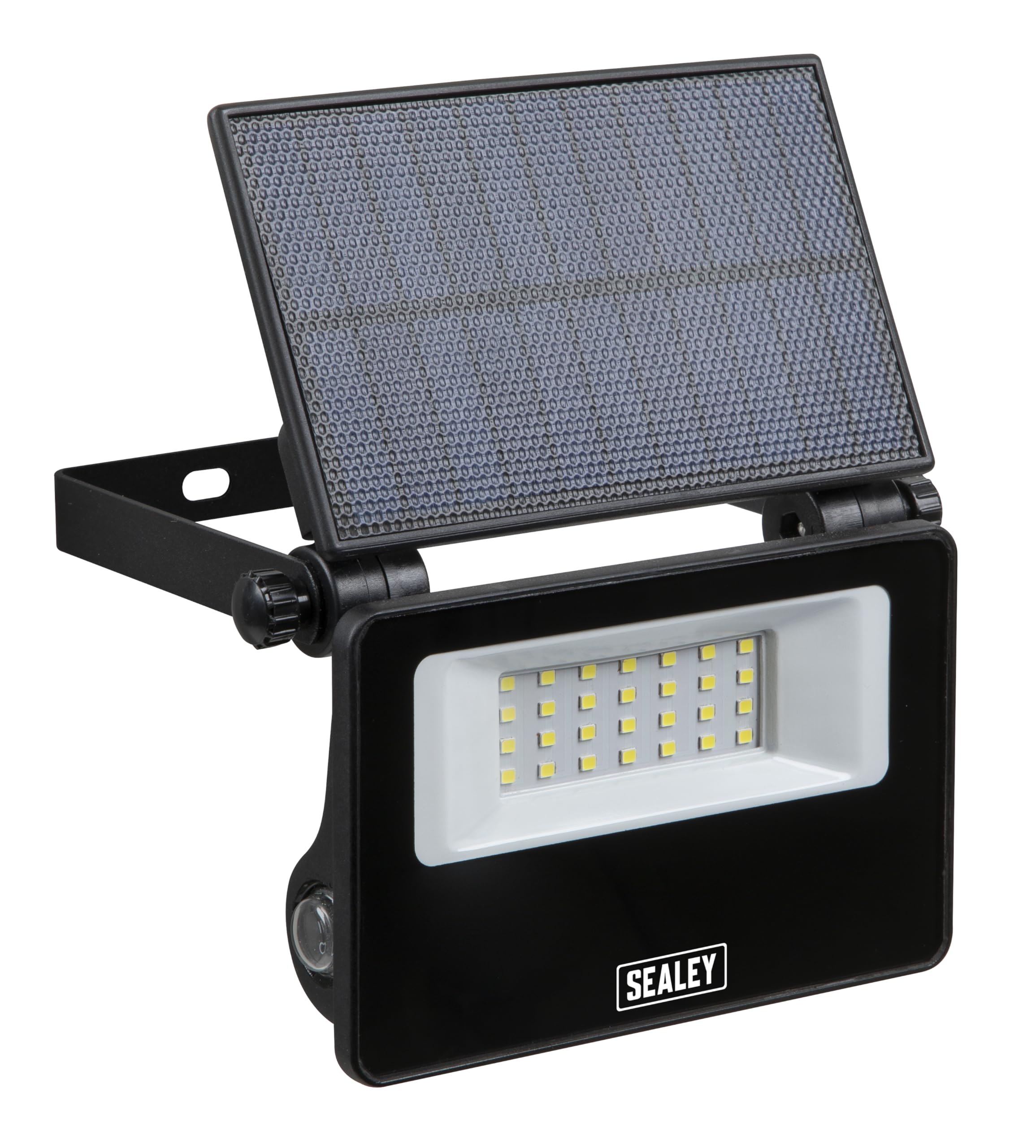 Sealey 20W SMD LED Extra-Slim Solar Floodlight with Wall Bracket - LED20S, Black