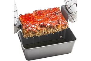BRONYPRO Nonstick Meatloaf Pan with Drain Tray, 9x5 Meat Loaf Pans for Baking Bread, Homemade Banana Bread Tin for Oven, Grey