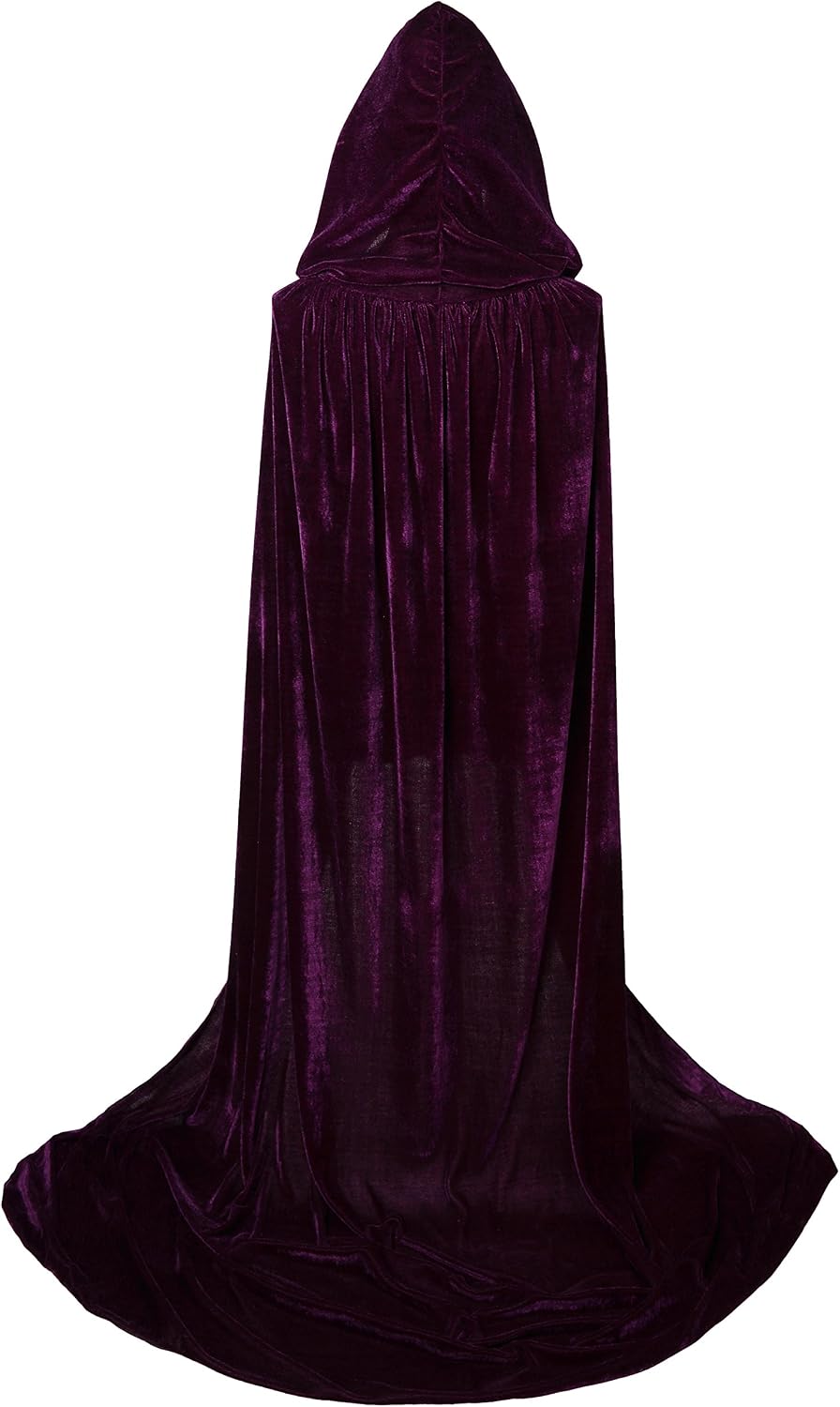 VGLOOK Full Length Hooded Cloak Unisex Adult Velvet Cape Cosplay Costumes 59" Purple, 150cm / 59inch - Image 3