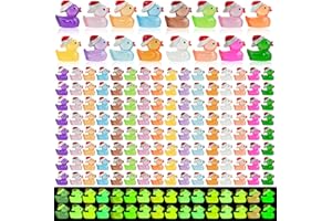 HSJH 160pcs Luminous Mini Christmas Resin Ducks Dollhouse Accessories Miniature Figurines to Hide Tiny Little Duck Bulk Glow in The Dark for Micro Garden Landscape Aquarium Craft Party Favors Toy