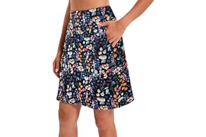 Jhsnjnr Women's Tennis Skirts with Pockets Shorts High Waisted Knee Length Skirt Athletic Golf Skorts