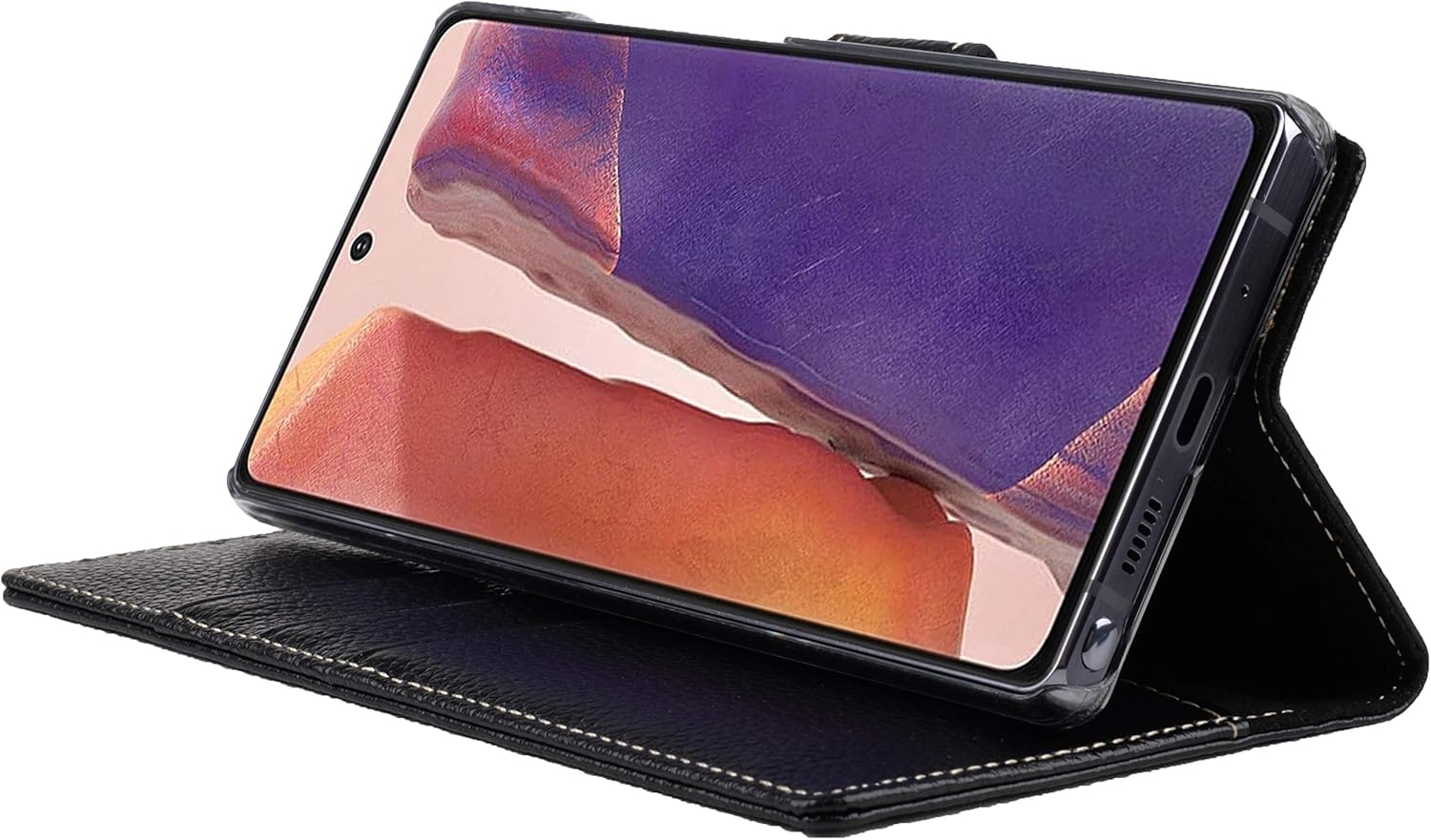 StilGut Wallet Case for Samsung Galaxy Note 20, Genuine Leather Galaxy Note 20 Case with Card Holder & Stand Function, Black - Image 5