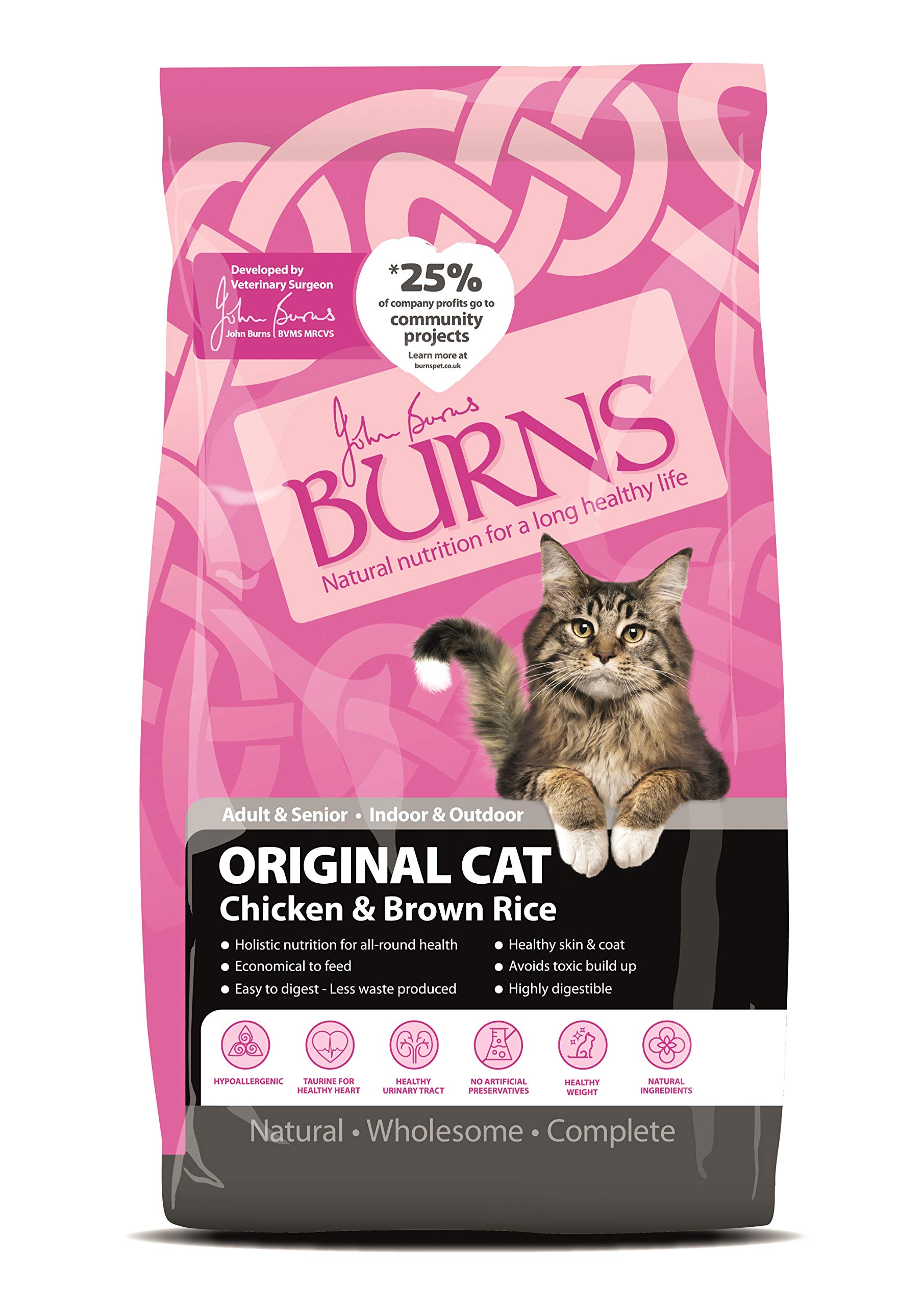 Burns Pet Nutrition Hypoallergenic Complete Dry Cat Food Adult and Senior Cat Chicken and Brown Rice 5 kg