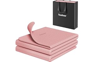 Readaeer Foldable Yoga Mat for Travel Folding Yoga Mat 6mm Thick with Carrying Bag, Non-Slip TPE Exercise Pilates Mat for 72" L x 24" W x 0.24 Inch