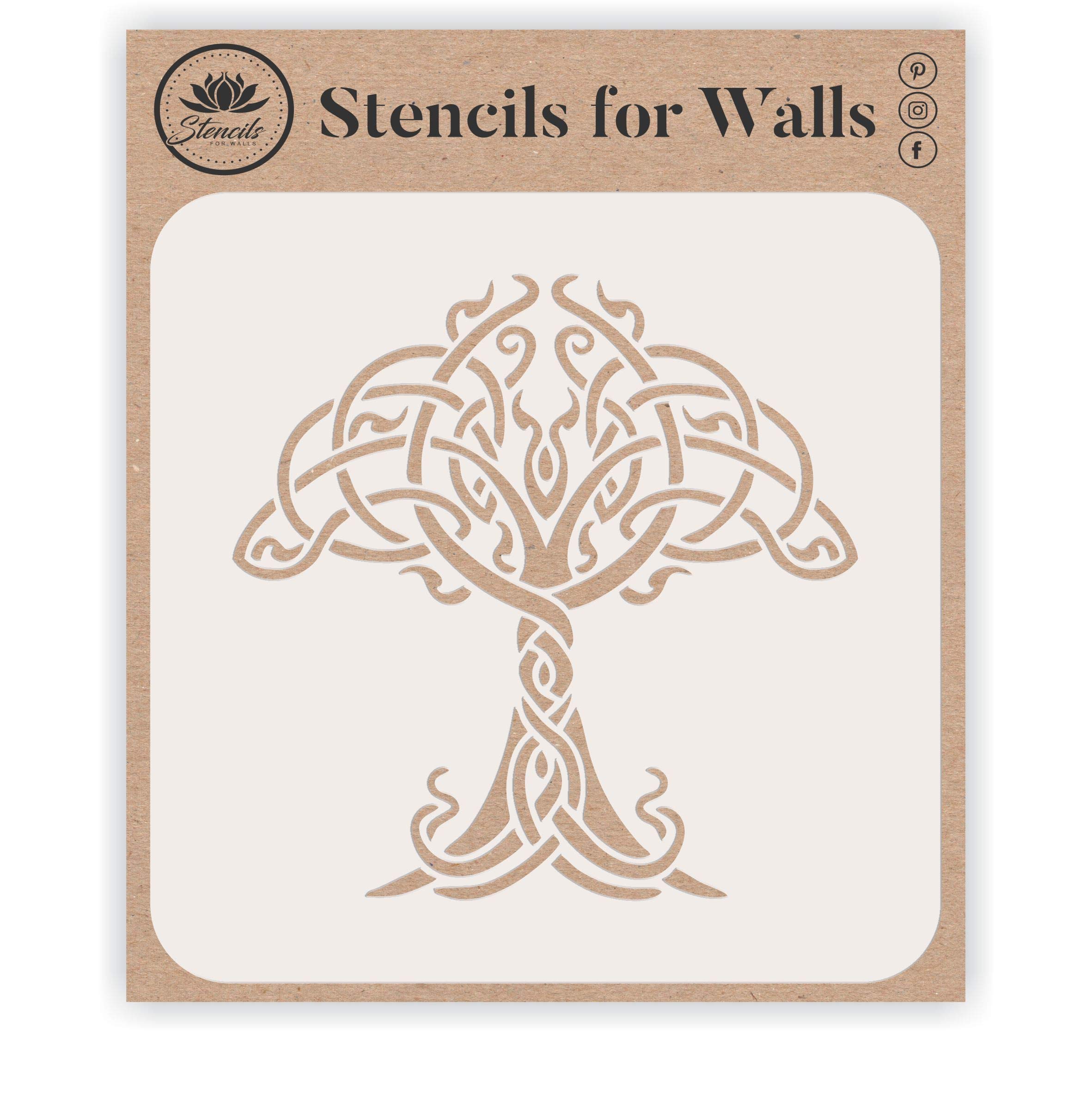 Celtic Tree of Life Stencil, 11.43 x 11.43 cm (M) - Stencils for Walls Original Stencils for Walls Original Traditional Irish Knotwork Tree Design Stencil Template