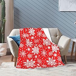 Perinsto Winter Snowflakes Red Snow Throw Blanket
