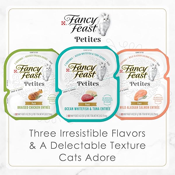 PURINA FANCY FEAST GOURMET WET CAT FOOD VARIETY PACK, PETITES PATE COLLECTION, BREAK-APART TUBS, 48 SERVINGS – (PACK OF 24) 2.8 OZ. TUBS